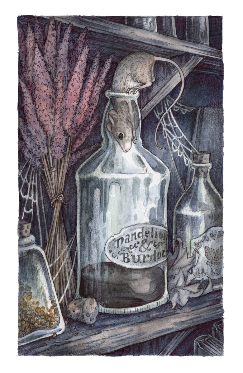 Image of 'The Hanged Mouse' Original Art by Adam Oehlers 