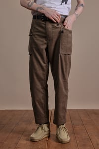 Image 4 of Cargo Trouser - Light Olive Corduroy 