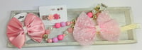 Image 1 of Pink Rose Bow Accessory Set