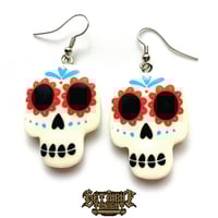 Image 1 of Calacas Sugar Skull Earrings | Day of the Dead Earrings