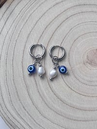Image 2 of Stainless Steel Evil Eye Huggies