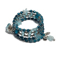 Image 6 of SEASCAPES Multi loop Swarovski/Fire Polished Czech Glass Beaded Memory Wire Bracelet  