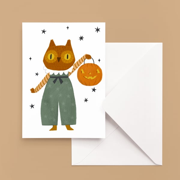 Image of Halloween Owl Greeting Card