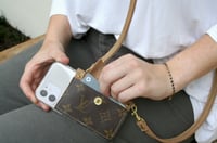 Image 1 of Upcycled Material From LV Luxury Phone Wallet With Strap