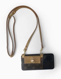 Image 4 of Upcycled Material From LV Luxury Phone Wallet With Strap