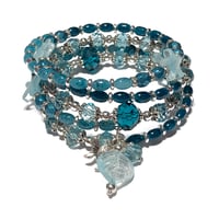 Image 2 of SEASCAPES Multi loop Swarovski/Fire Polished Czech Glass Beaded Memory Wire Bracelet  