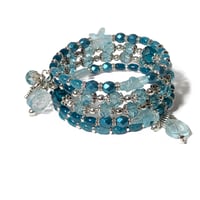 Image 5 of SEASCAPES Multi loop Swarovski/Fire Polished Czech Glass Beaded Memory Wire Bracelet  