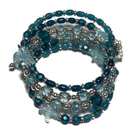 Image 3 of SEASCAPES Multi loop Swarovski/Fire Polished Czech Glass Beaded Memory Wire Bracelet  