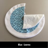 Image 2 of 17” MIni Christmas Tree Skirt - Blue Leaves