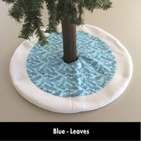 Image 1 of 17” MIni Christmas Tree Skirt - Blue Leaves
