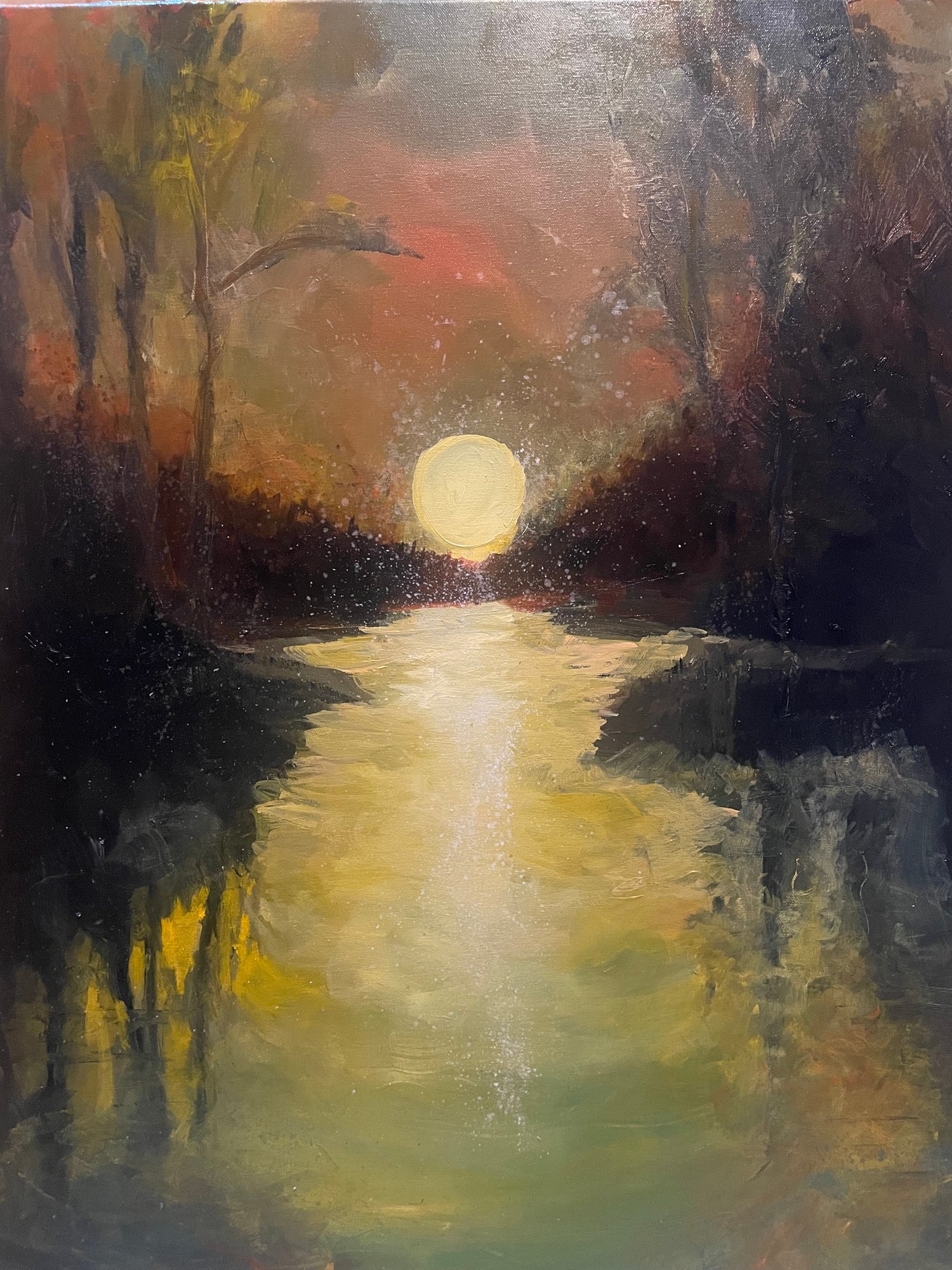 Painting - Sunset and floodland