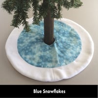 Image 1 of 17” MIni Christmas Tree Skirt - Blue Snowflakes