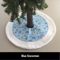 Image 1 of 17” MIni Christmas Tree Skirt - Blue Snowman