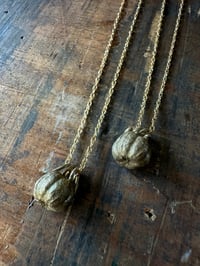 Image 1 of Tiny brass pumpkin charm necklaces