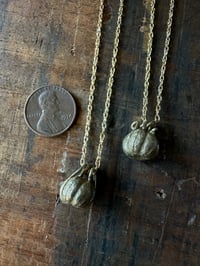 Image 4 of Tiny brass pumpkin charm necklaces