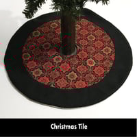 Image 1 of 17” MIni Christmas Tree Skirt - Christmas Tile