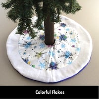 Image 1 of 17” MIni Christmas Tree Skirt - Colorful Flakes