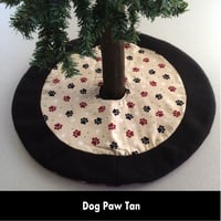 Image 1 of 17” MIni Christmas Tree Skirt - Dog Paw Tan