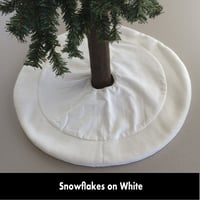 Image 1 of 17” MIni Christmas Tree Skirt - Snowflakes on White