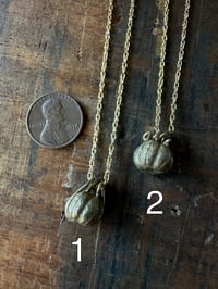 Image 5 of Tiny brass pumpkin charm necklaces