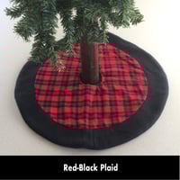 Image 1 of 17” MIni Christmas Tree Skirt - Red/Black Plaid
