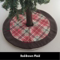 Image 1 of 17” MIni Christmas Tree Skirt - Red/Brown Plaid