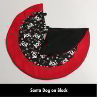 Image 2 of 17” MIni Christmas Tree Skirt - Santa Dog on Black