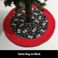 Image 1 of 17” MIni Christmas Tree Skirt - Santa Dog on Black