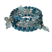 Image 1 of SEASCAPES Multi loop Swarovski/Fire Polished Czech Glass Beaded Memory Wire Bracelet  