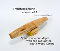 Image 4 of French Wooden Rolling Pin with handmade stand, tapered rolling pin, ash wood rolling pin