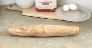 Image of French Wooden Rolling Pin with handmade stand, tapered rolling pin, ash wood rolling pin