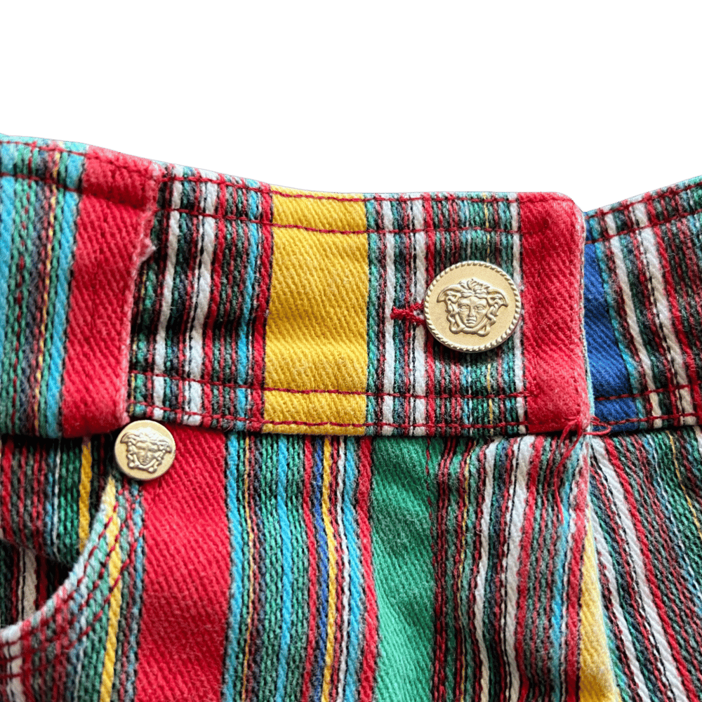 Image of VERSACE 90S RAINBOW STRIPE SHORTS