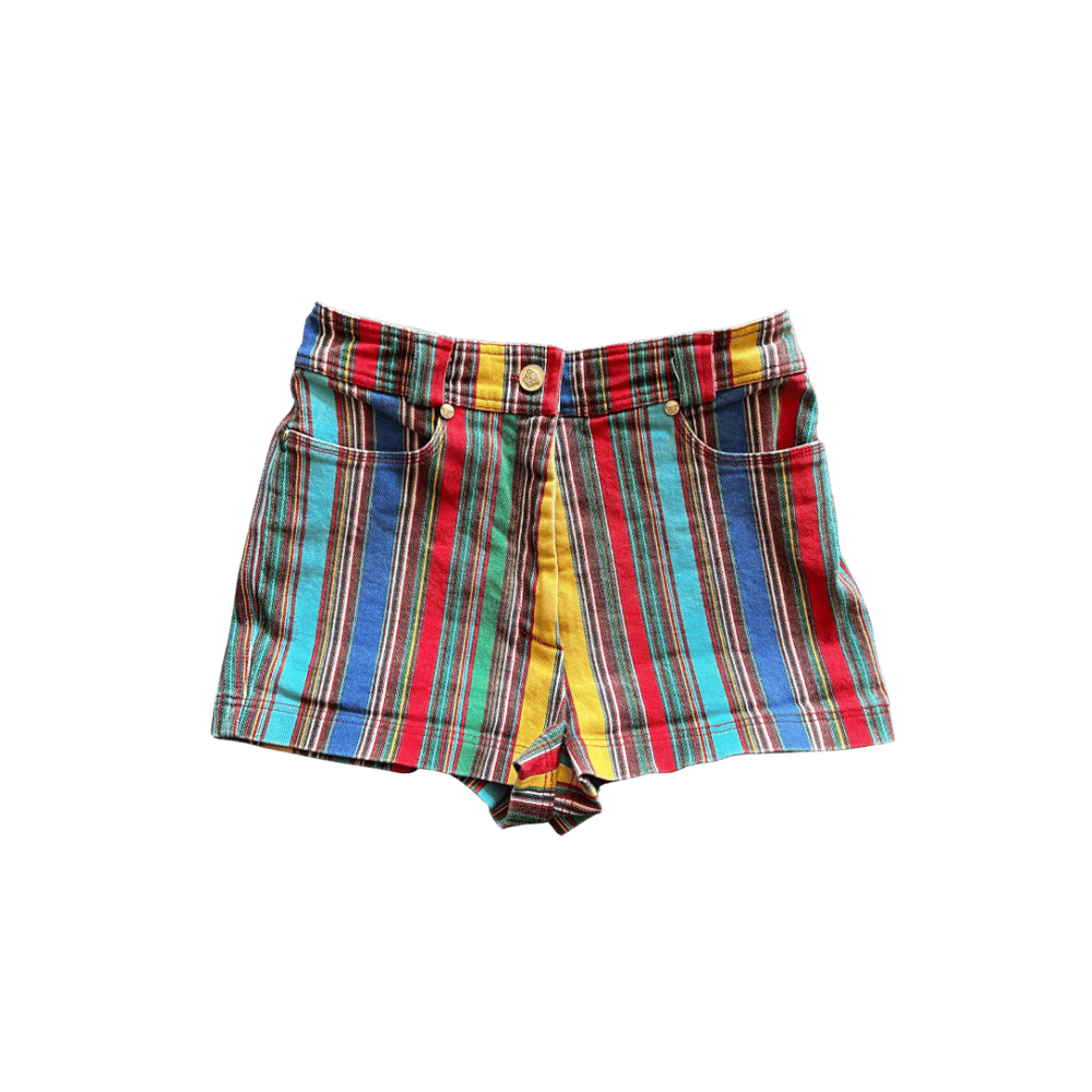 Image of VERSACE 90S RAINBOW STRIPE SHORTS