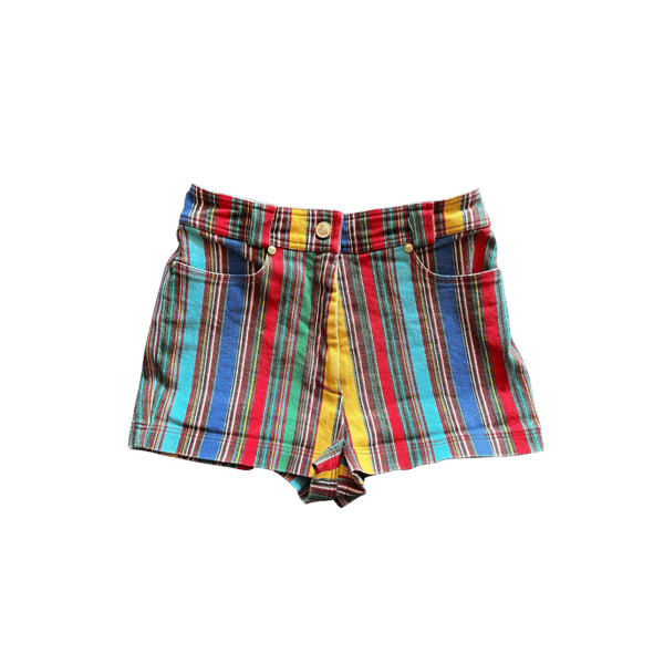 Image of VERSACE 90S RAINBOW STRIPE SHORTS