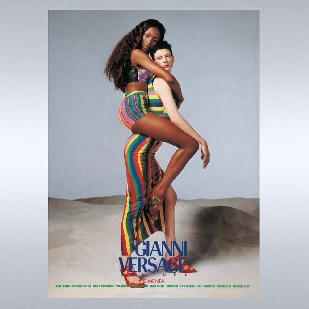 Image of VERSACE 90S RAINBOW STRIPE SHORTS