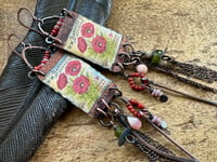 Image 2 of Poppy Enamel and gemstones earrings 