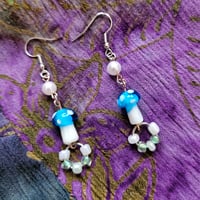 Image 1 of Blue Mushroom Earrings