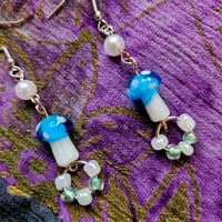 Image 2 of Blue Mushroom Earrings