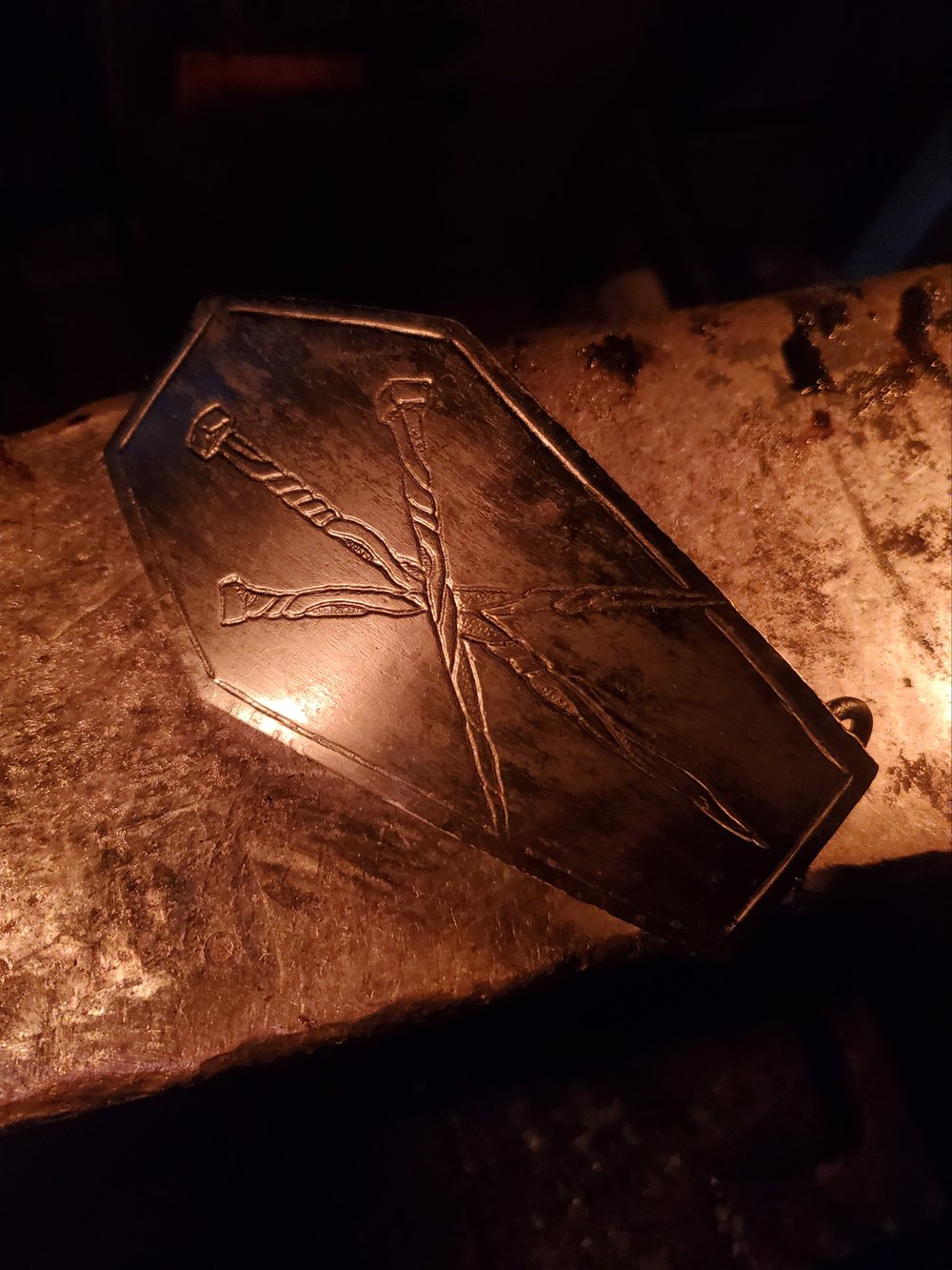 Coffin and Nails Belt Buckle