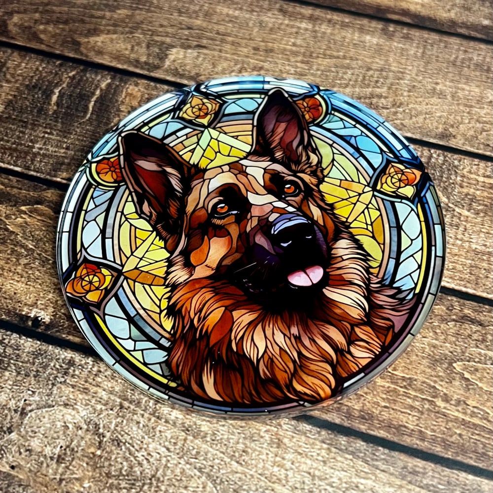 German Shepherd Stained Glass Coaster