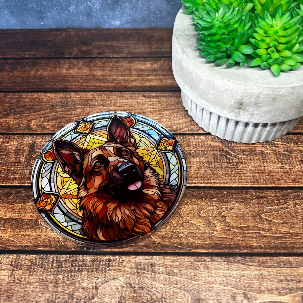 German Shepherd Stained Glass Coaster