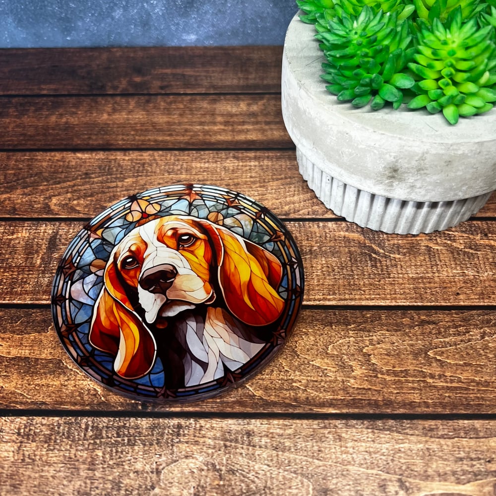 Beagle Stained Glass Coaster