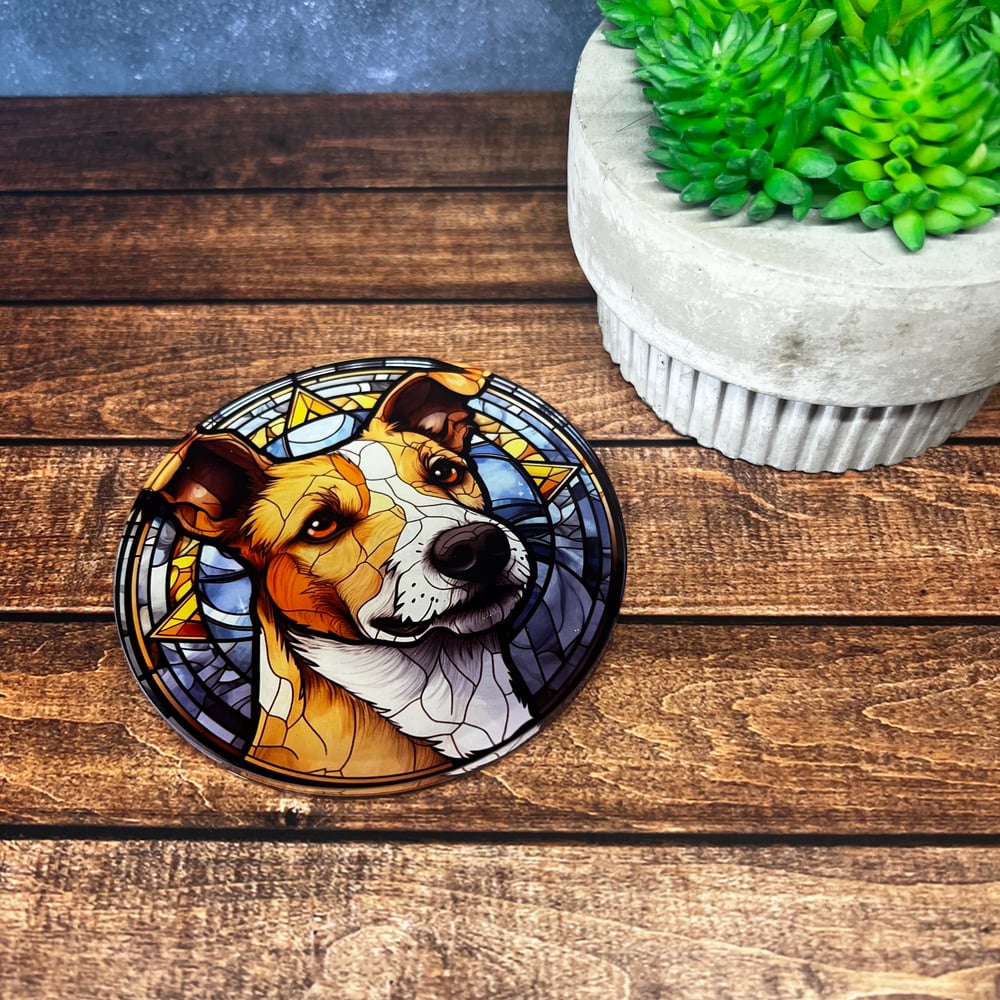 Jack Russell Terrier Stained Glass Coaster