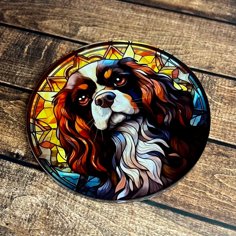 King Charles Spaniel Stained Glass Coaster