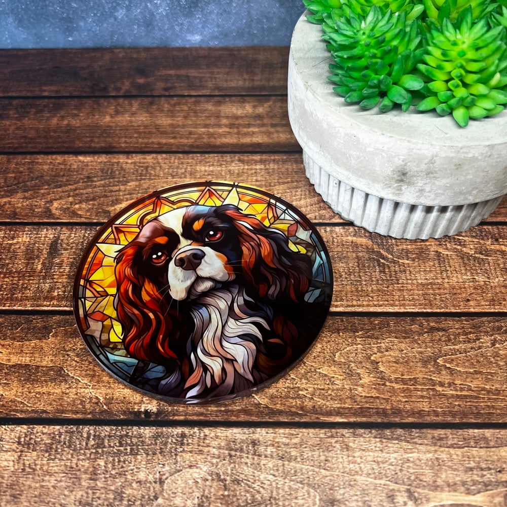 King Charles Spaniel Stained Glass Coaster