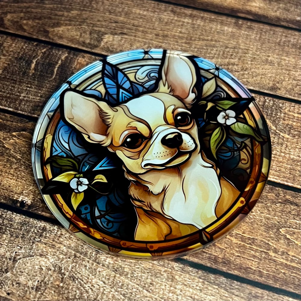 Chihuahua Stained Glass Coaster