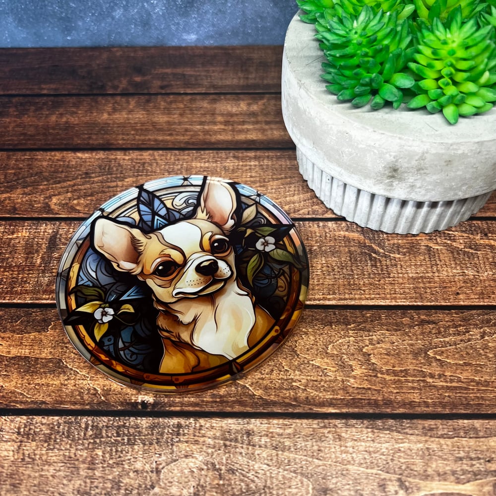 Chihuahua Stained Glass Coaster