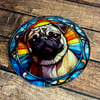 Pug Stained Glass Coaster