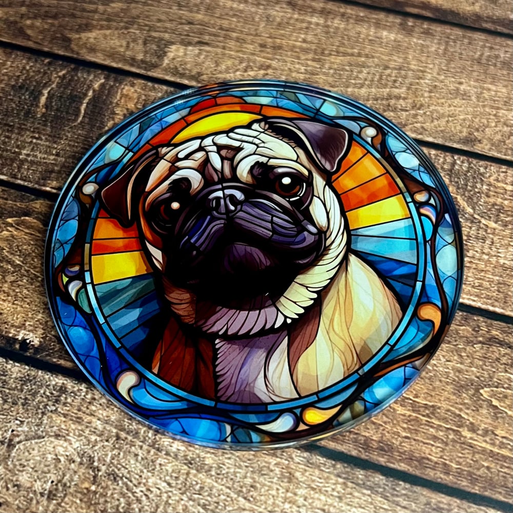 Pug Stained Glass Coaster