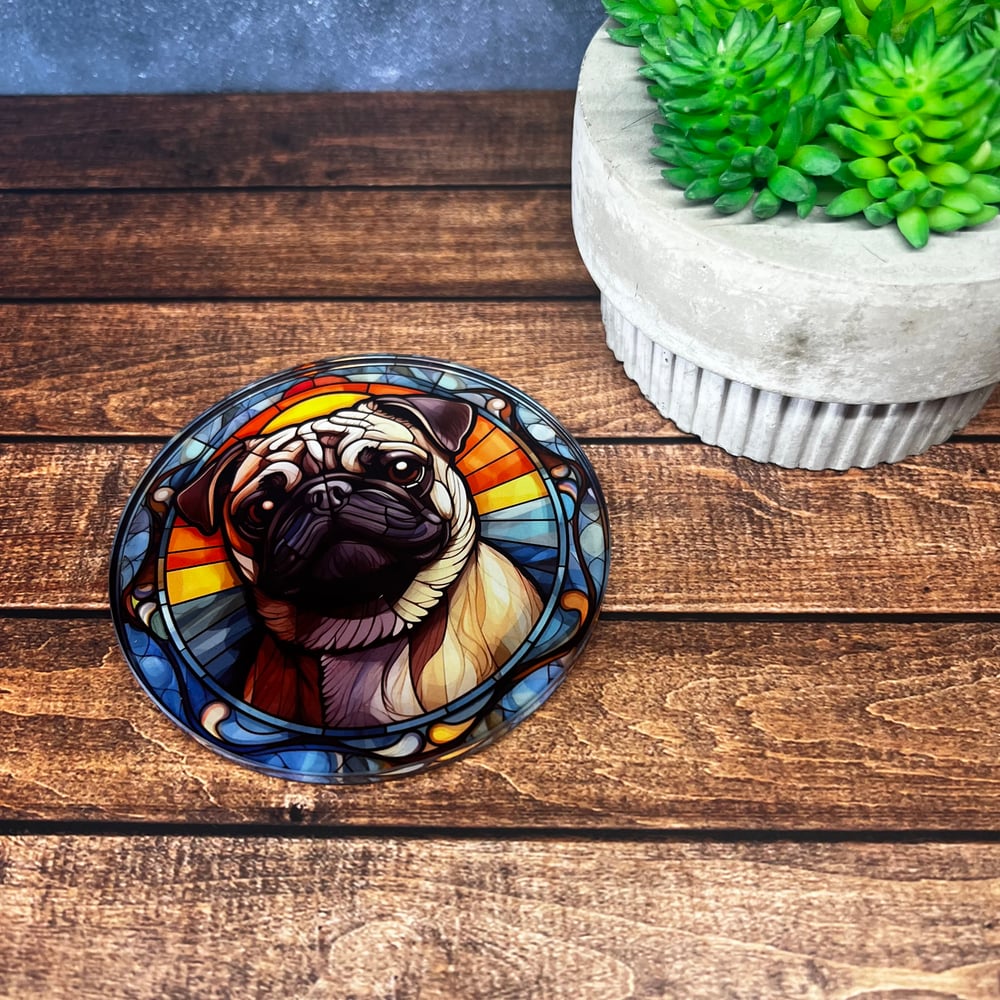 Pug Stained Glass Coaster